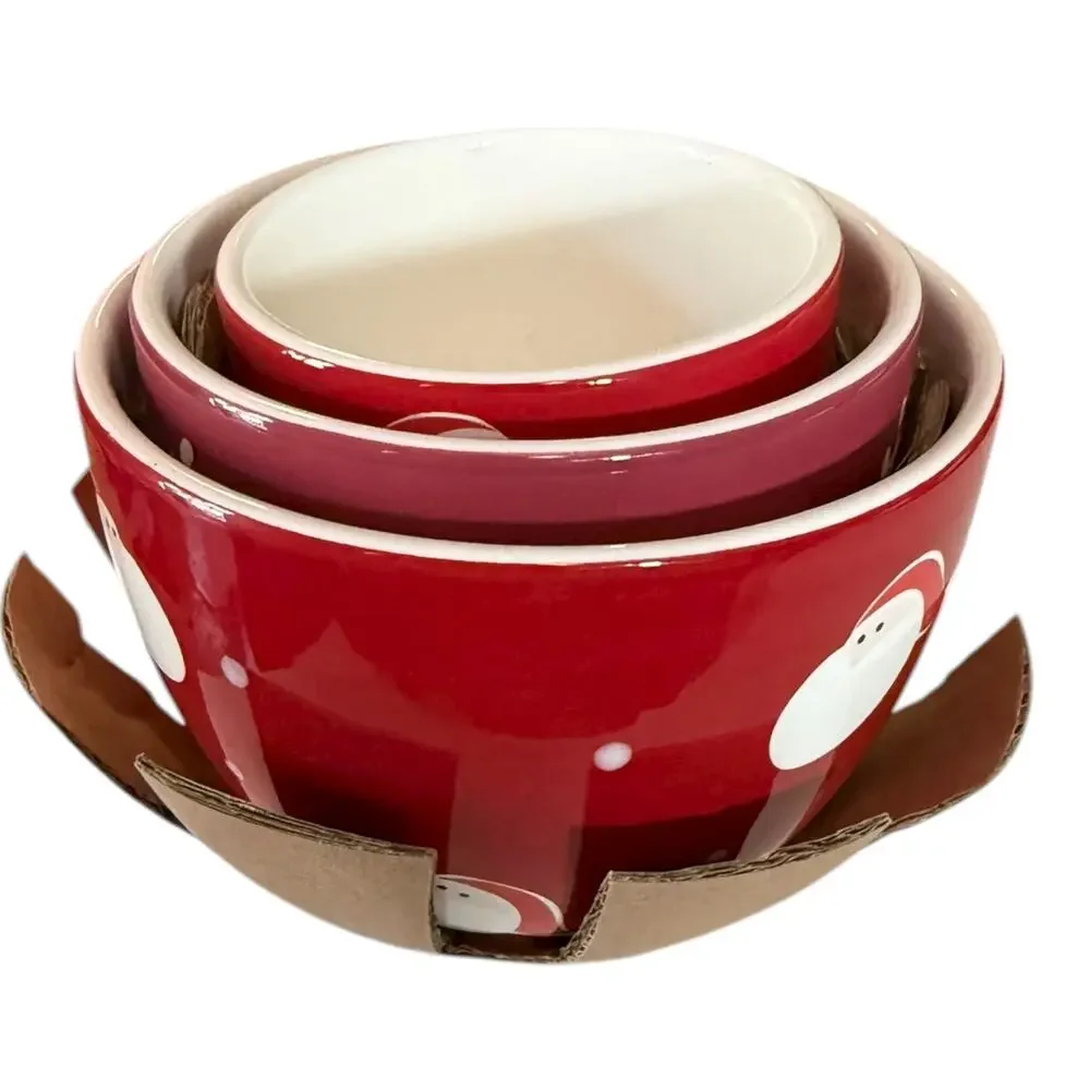Christmas Holiday Red Nesting Assorted Reindeer & Santa Bowls